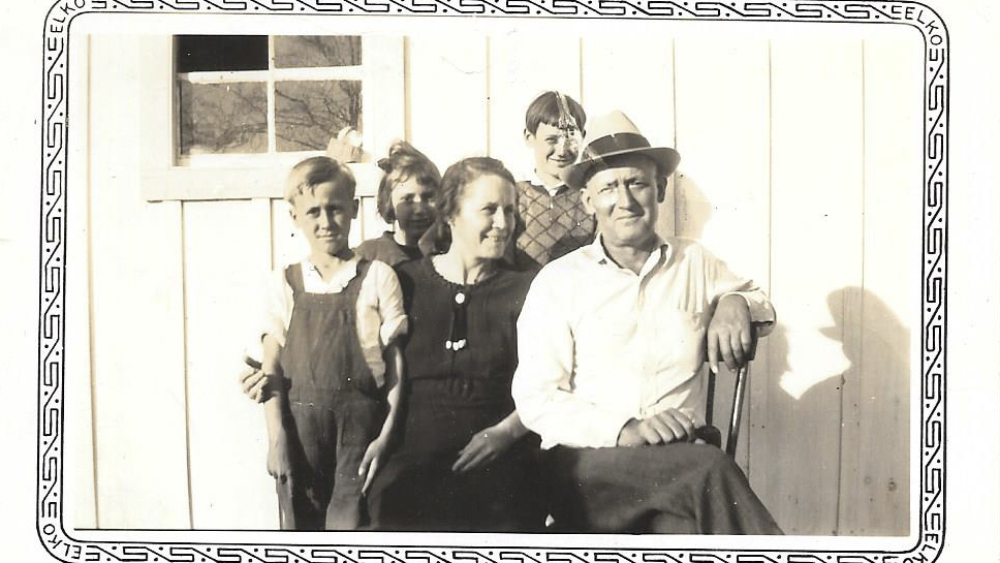 Grandma Ollie, Grandpa Clyde, Aunt Margie, Mom, Uncle Donald 1942